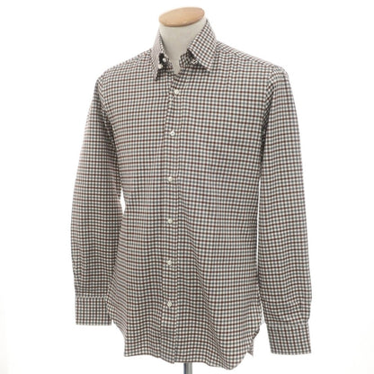 [Used] [Unused] BARBA Cotton Check Tab Collar Casual Shirt Brown x Gray [37] [Condition Rank S] [Men&