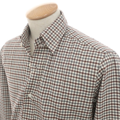 [Used] [Unused] BARBA Cotton Check Tab Collar Casual Shirt Brown x Gray [37] [Condition Rank S] [Men&