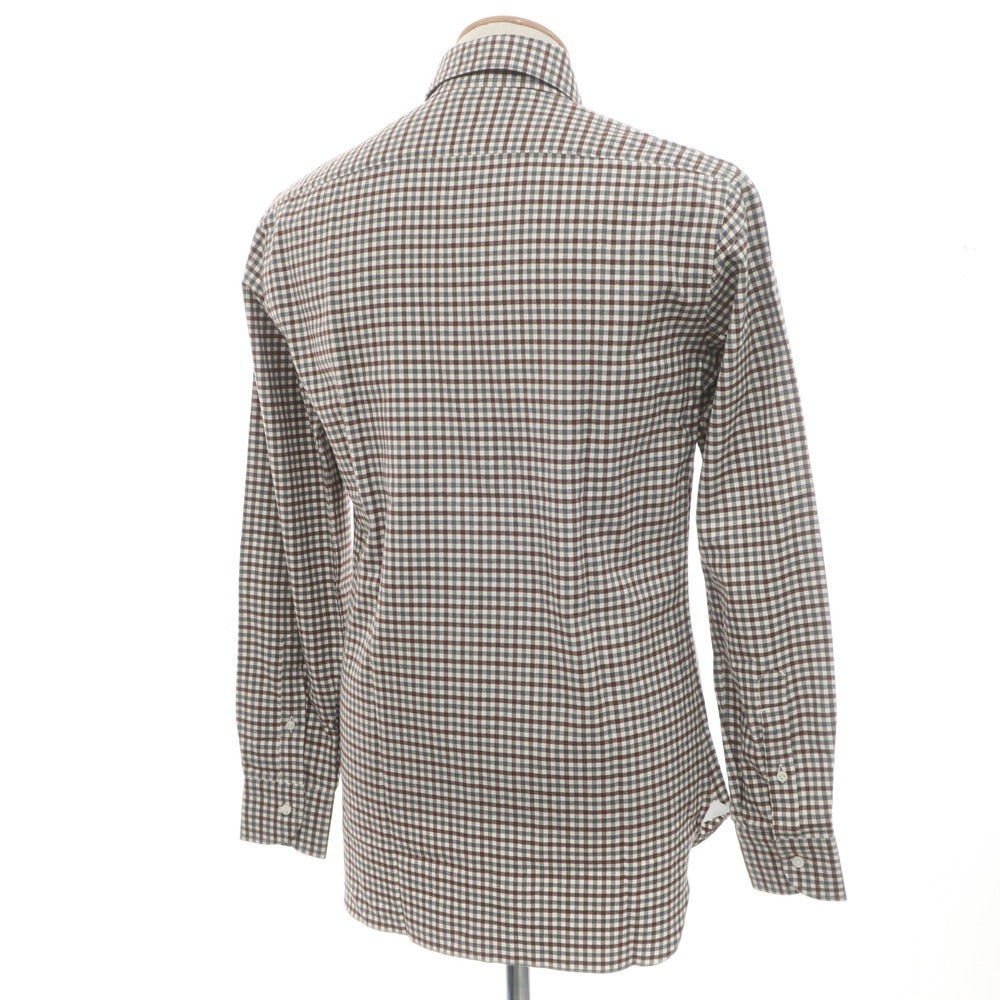 [Used] [Unused] BARBA Cotton Check Tab Collar Casual Shirt Brown x Gray [37] [Condition Rank S] [Men&