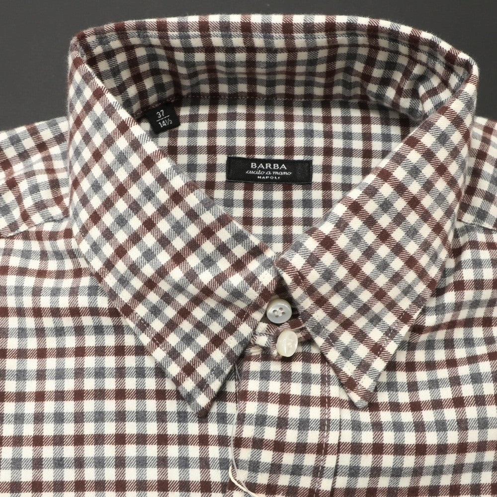 [Used] [Unused] BARBA Cotton Check Tab Collar Casual Shirt Brown x Gray [37] [Condition Rank S] [Men&