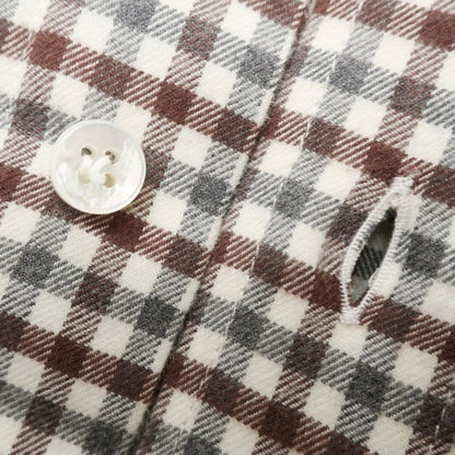 [Used] [Unused] BARBA Cotton Check Tab Collar Casual Shirt Brown x Gray [37] [Condition Rank S] [Men&