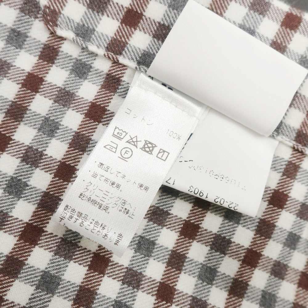 [Used] [Unused] BARBA Cotton Check Tab Collar Casual Shirt Brown x Gray [37] [Condition Rank S] [Men&