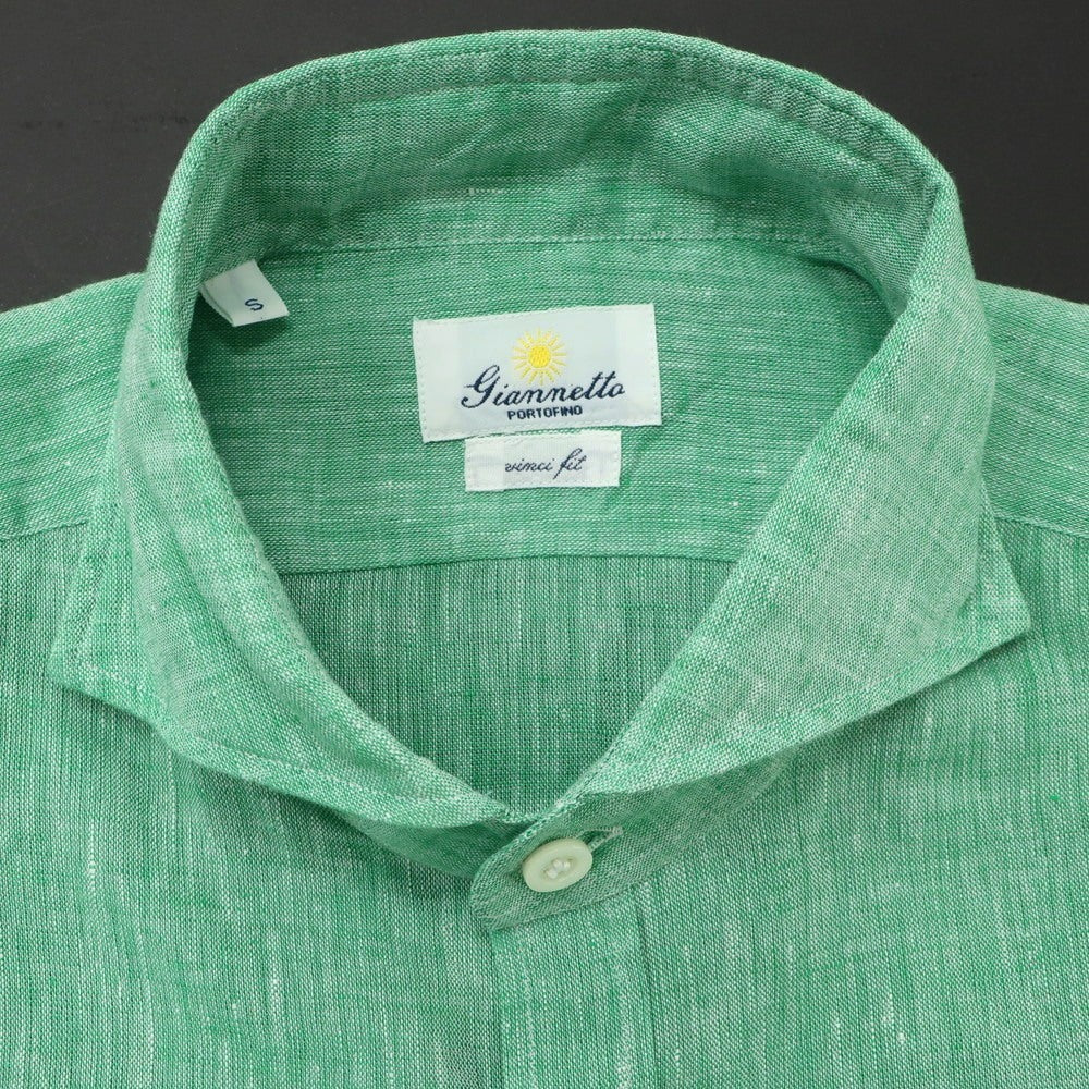 [Used] Giannetto Linen Horizontal Collar Casual Shirt Green [S] [Condition Rank A] [Men&