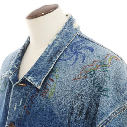 【中古】バレンシアガ BALENCIAGA ビッグシルエット ペイント デニムジャケット ブルー【 5 】【 状態ランクB 】【 メンズ 】
