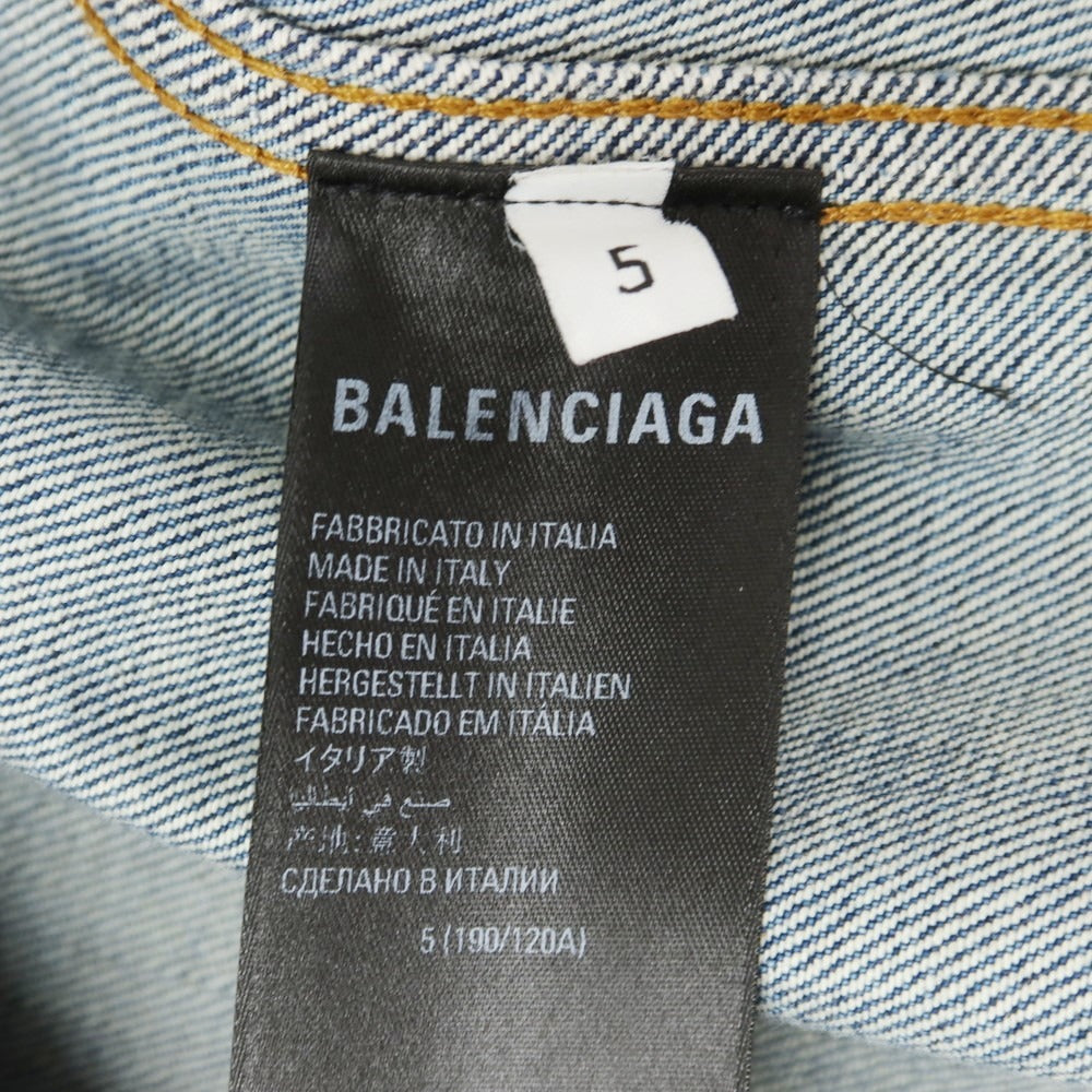 【中古】バレンシアガ BALENCIAGA ビッグシルエット ペイント コットン デニムジャケット ブルー【サイズ5】【 状態ランクB 】【 メンズ 】[EPD]