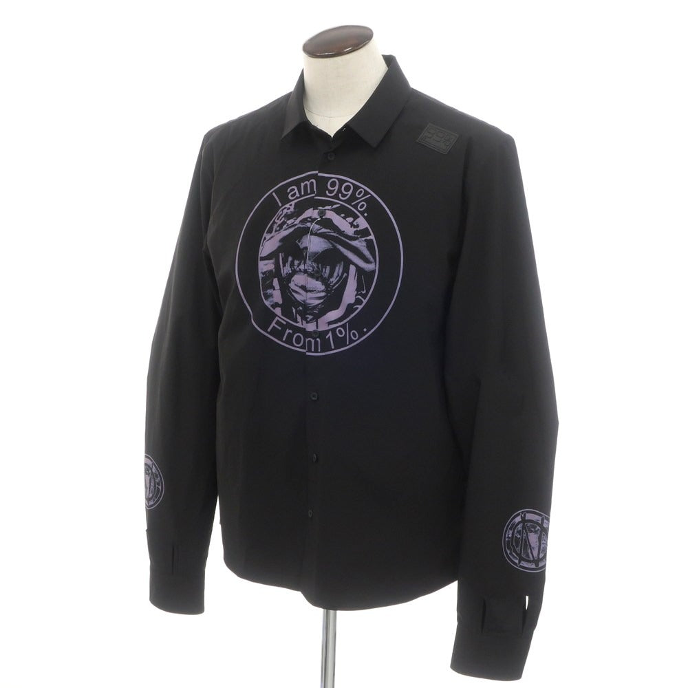 【中古】ナインティナイン パーセント イズ 99%IS- ストレッチ ポリエステル レーヨン カジュアルシャツ ブラック【サイズ4】【 状態ランクB 】【 メンズ 】[EPD]