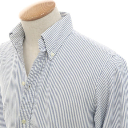 [Used] Brooks Brothers Oxford Cotton Striped Button-down Casual Shirt Blue x White [14 1/2] [Condition Rank B] [Men&