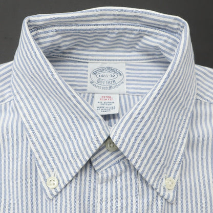 [Used] Brooks Brothers Oxford Cotton Striped Button-down Casual Shirt Blue x White [14 1/2] [Condition Rank B] [Men&