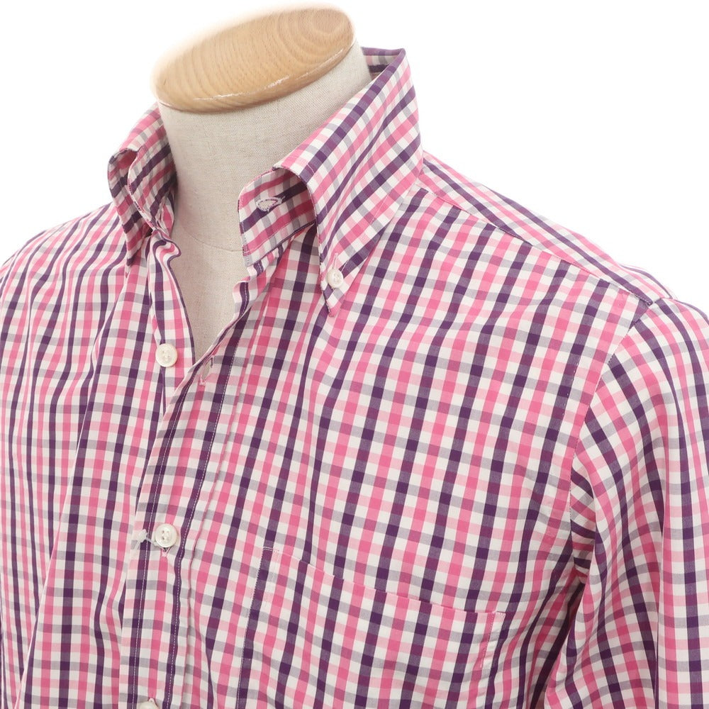 [Used] Antica Camiceria Cotton Gingham Check Button-down Casual Shirt Pink x Purple [37] [Condition Rank B] [Men&