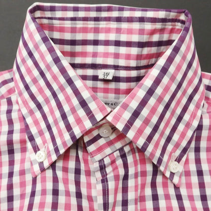 [Used] Antica Camiceria Cotton Gingham Check Button-down Casual Shirt Pink x Purple [37] [Condition Rank B] [Men&