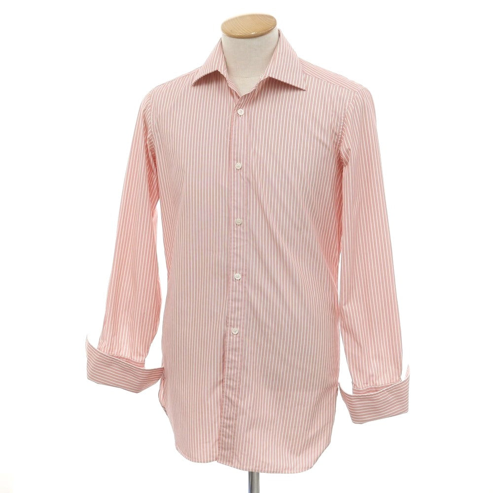 [Used] CHARVET Cotton Striped Double Cuff Semi-Wide Collar Dress Shirt Pink [37] [Condition Rank B] [Men&