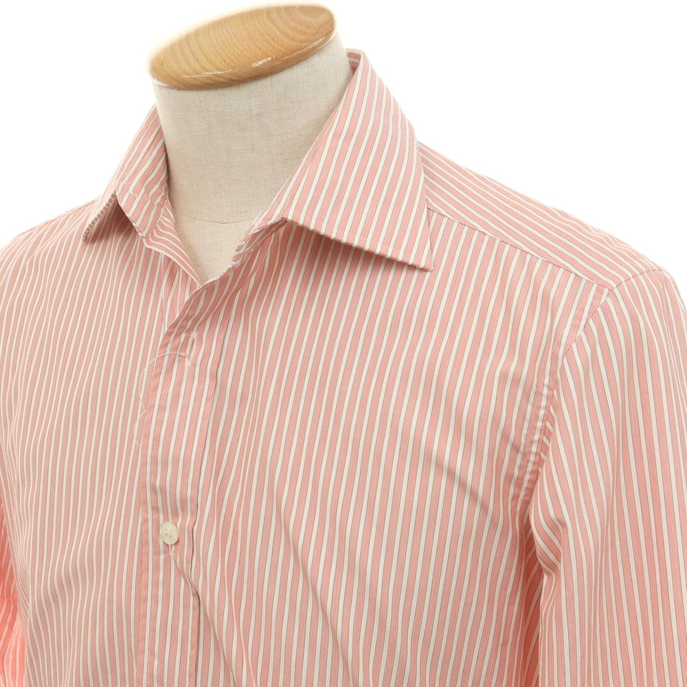 [Used] CHARVET Cotton Striped Double Cuff Semi-Wide Collar Dress Shirt Pink [37] [Condition Rank B] [Men&
