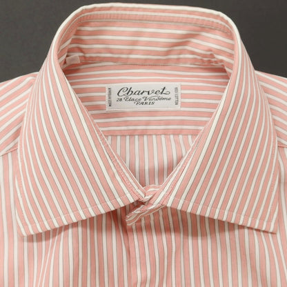 [Used] CHARVET Cotton Striped Double Cuff Semi-Wide Collar Dress Shirt Pink [37] [Condition Rank B] [Men&