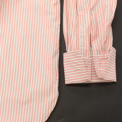 [Used] CHARVET Cotton Striped Double Cuff Semi-Wide Collar Dress Shirt Pink [37] [Condition Rank B] [Men&