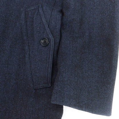 【中古】ヘルノ Herno ウールコットン ヘリンボーン織り ステンカラーコート ネイビー【 46 】【 状態ランクC 】【 メンズ 】