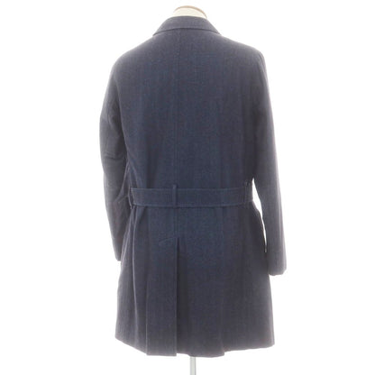 【中古】ヘルノ Herno ウールコットン ヘリンボーン織り ステンカラーコート ネイビー【 46 】【 状態ランクC 】【 メンズ 】