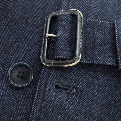 【中古】ヘルノ Herno ウールコットン ヘリンボーン織り ステンカラーコート ネイビー【 46 】【 状態ランクC 】【 メンズ 】