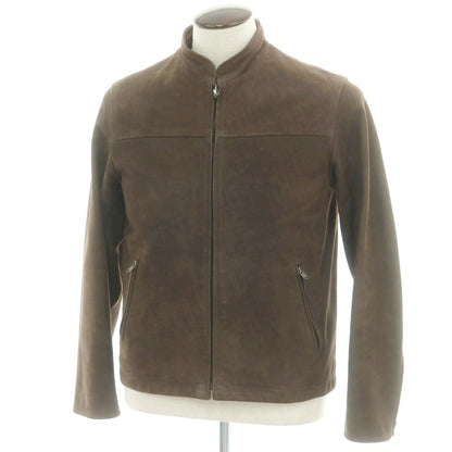 【中古】マーガレットハウエル MARGARET HOWELL ジップアップ レザーブルゾン ブラウン【 L 】【 状態ランクD 】【 メンズ 】