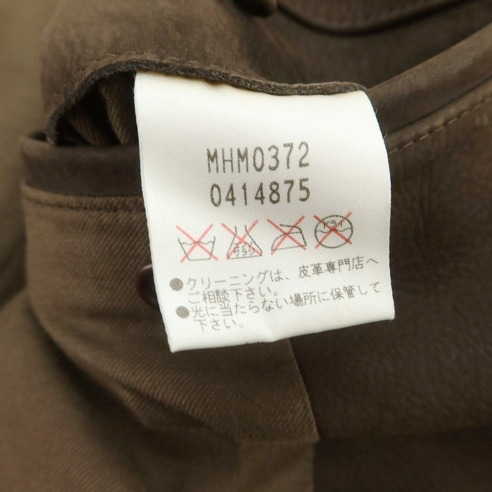 【中古】マーガレットハウエル MARGARET HOWELL ジップアップ レザーブルゾン ブラウン【 L 】【 状態ランクD 】【 メンズ 】