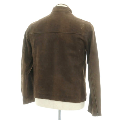 【中古】マーガレットハウエル MARGARET HOWELL ジップアップ レザーブルゾン ブラウン【 L 】【 状態ランクD 】【 メンズ 】