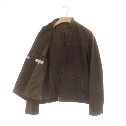 【中古】マーガレットハウエル MARGARET HOWELL ジップアップ レザーブルゾン ブラウン【 L 】【 状態ランクD 】【 メンズ 】