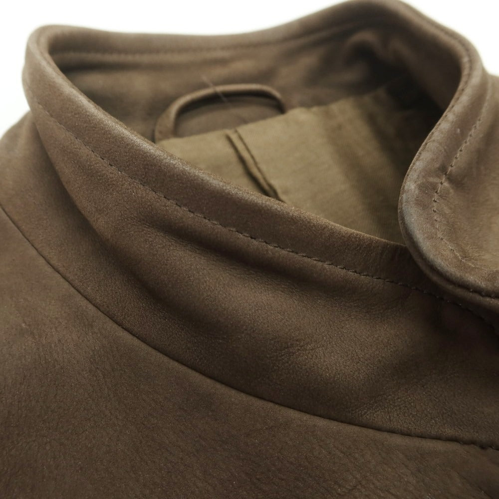 【中古】マーガレットハウエル MARGARET HOWELL ジップアップ レザーブルゾン ブラウン【 L 】【 状態ランクD 】【 メンズ 】