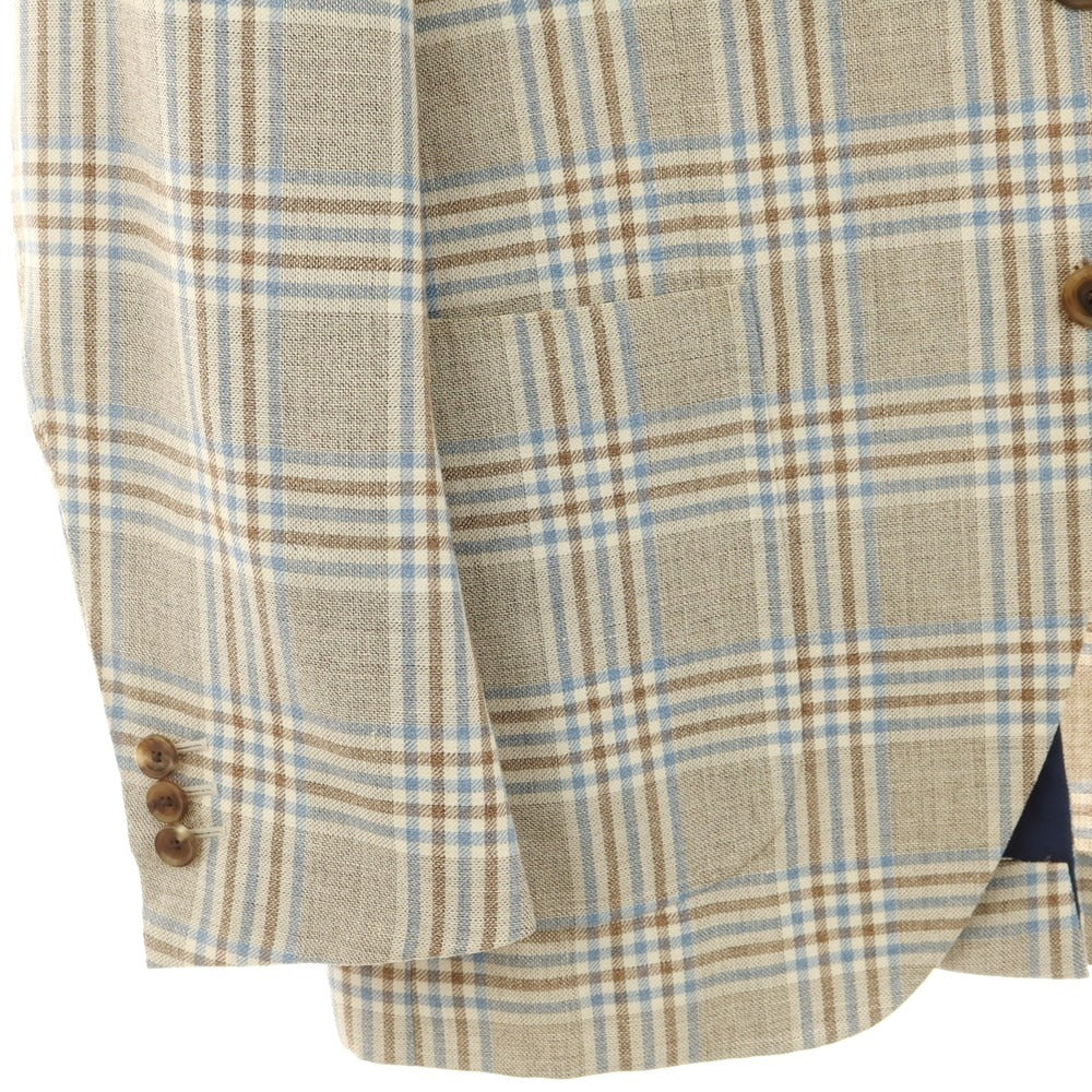 [Used] TOMORROWLAND Linen wool check tailored jacket, beige x light blue [8D48] [Condition rank D] [Men&