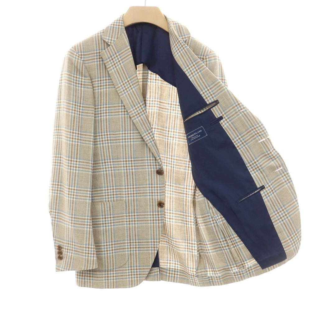 [Used] TOMORROWLAND Linen wool check tailored jacket, beige x light blue [8D48] [Condition rank D] [Men&