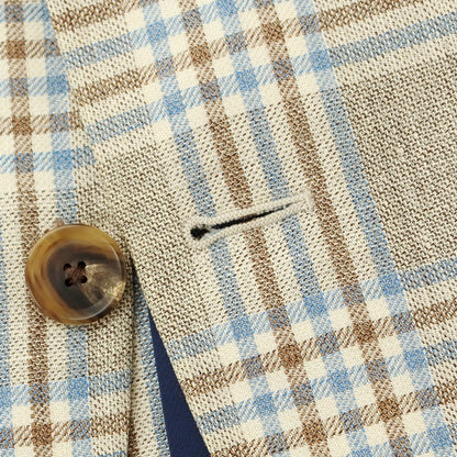 [Used] TOMORROWLAND Linen wool check tailored jacket, beige x light blue [8D48] [Condition rank D] [Men&