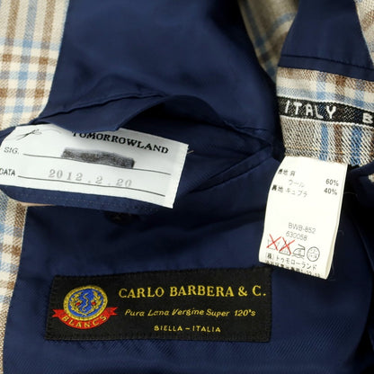 [Used] TOMORROWLAND Linen wool check tailored jacket, beige x light blue [8D48] [Condition rank D] [Men&