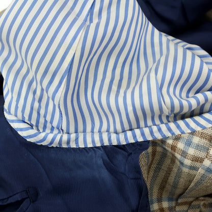 [Used] TOMORROWLAND Linen wool check tailored jacket, beige x light blue [8D48] [Condition rank D] [Men&