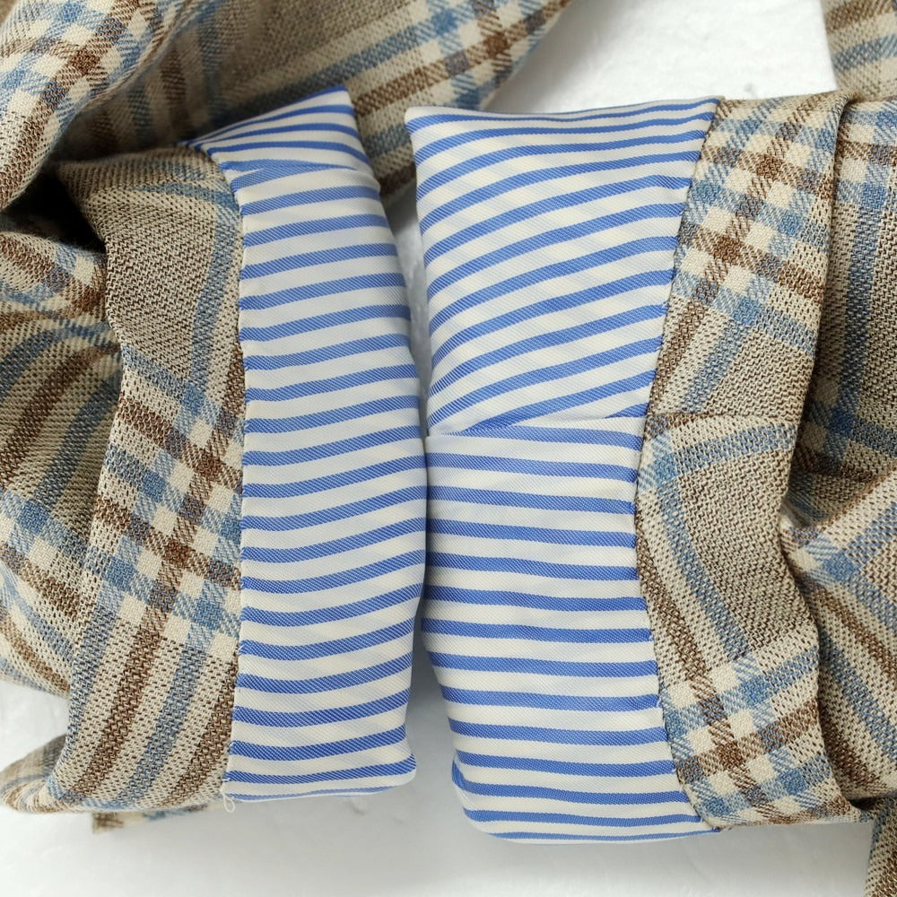 [Used] TOMORROWLAND Linen wool check tailored jacket, beige x light blue [8D48] [Condition rank D] [Men&