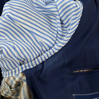 [Used] TOMORROWLAND Linen wool check tailored jacket, beige x light blue [8D48] [Condition rank D] [Men&