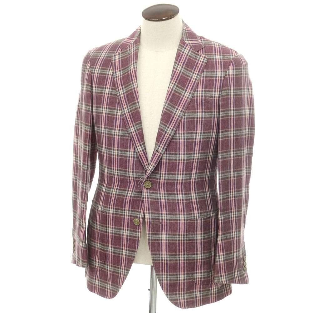 [Used] TOMORROWLAND Linen Check Tailored Jacket Purple [No size indicated (M size)] [Condition Rank D] [Men&