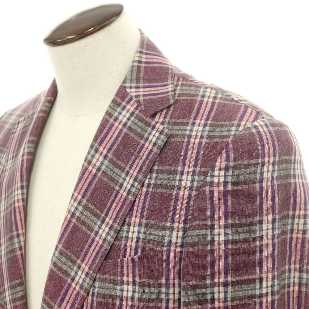 [Used] TOMORROWLAND Linen Check Tailored Jacket Purple [No size indicated (M size)] [Condition Rank D] [Men&