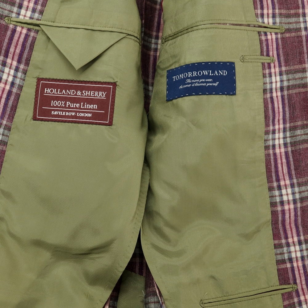 [Used] TOMORROWLAND Linen Check Tailored Jacket Purple [No size indicated (M size)] [Condition Rank D] [Men&
