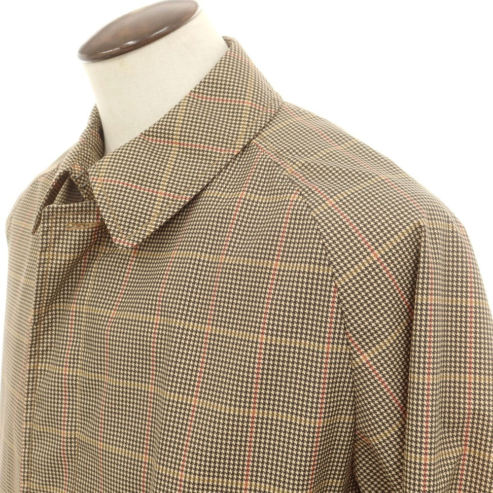 【中古】シーラップ Sealup ナイロン チェックプリント ステンカラーコート ブラウン系【 50 】【 状態ランクA 】【 メンズ 】