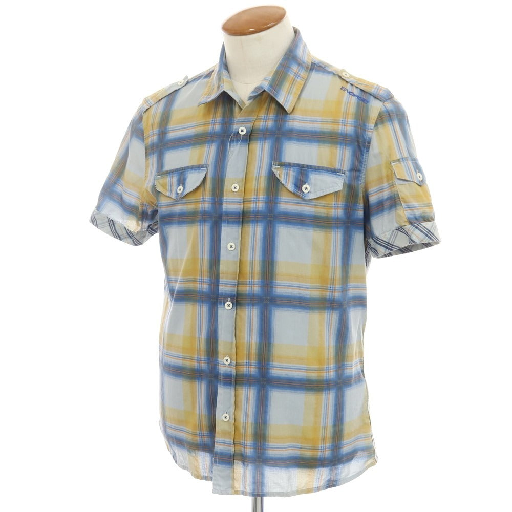 [Used] ENERGIE Cotton Check Short Sleeve Shirt Blue x Yellow [L] [Condition Rank B] [Men&