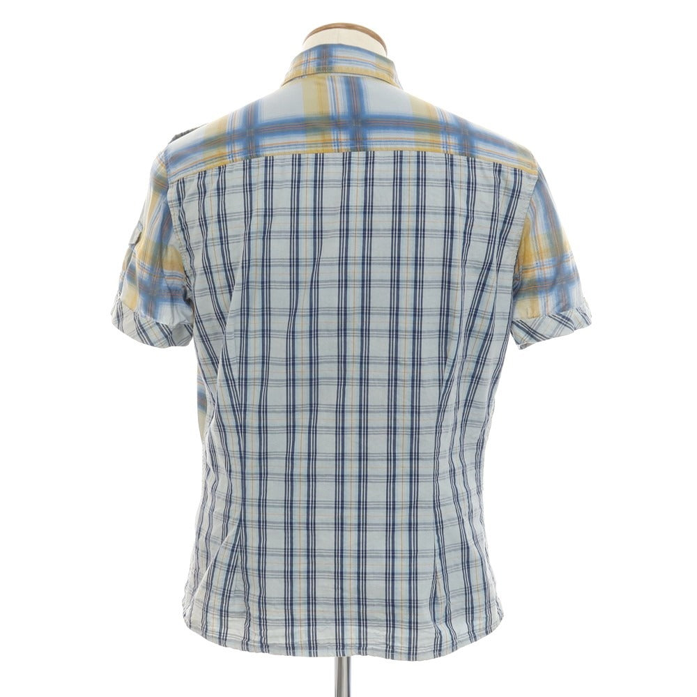 [Used] ENERGIE Cotton Check Short Sleeve Shirt Blue x Yellow [L] [Condition Rank B] [Men&