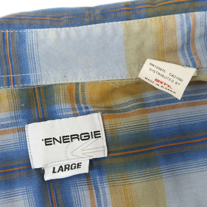 [Used] ENERGIE Cotton Check Short Sleeve Shirt Blue x Yellow [L] [Condition Rank B] [Men&
