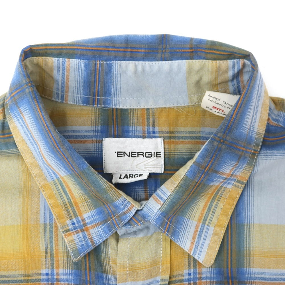[Used] ENERGIE Cotton Check Short Sleeve Shirt Blue x Yellow [L] [Condition Rank B] [Men&