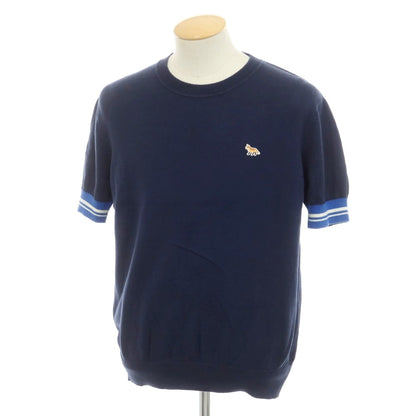[Used] MAISON KITSUNE Cotton crew neck short sleeve pullover knit navy [S] [Condition rank C] [Men&