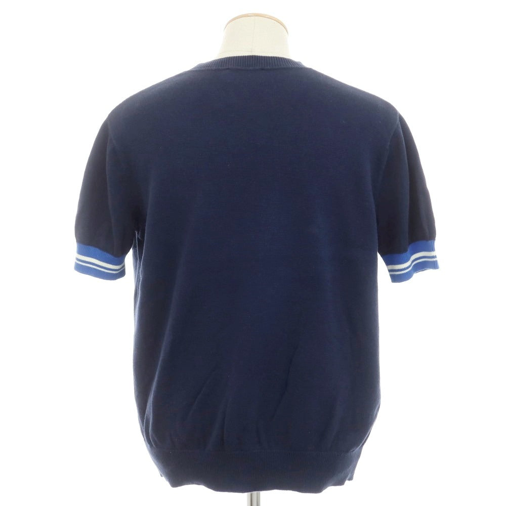 [Used] MAISON KITSUNE Cotton crew neck short sleeve pullover knit navy [S] [Condition rank C] [Men&