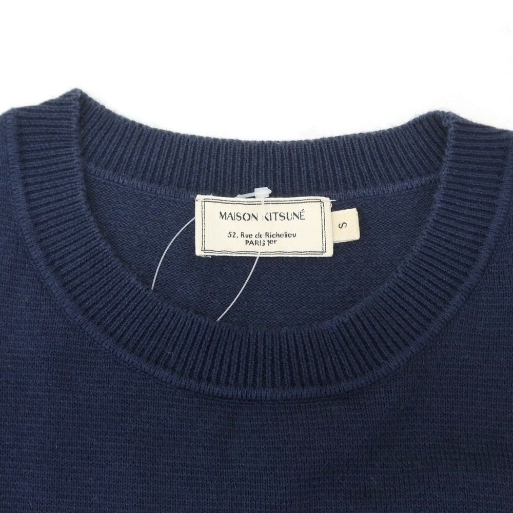 [Used] MAISON KITSUNE Cotton crew neck short sleeve pullover knit navy [S] [Condition rank C] [Men&