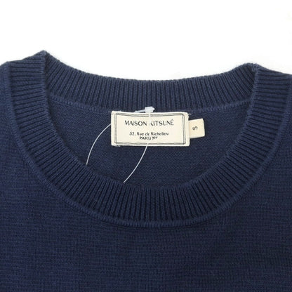 [Used] MAISON KITSUNE Cotton crew neck short sleeve pullover knit navy [S] [Condition rank C] [Men&