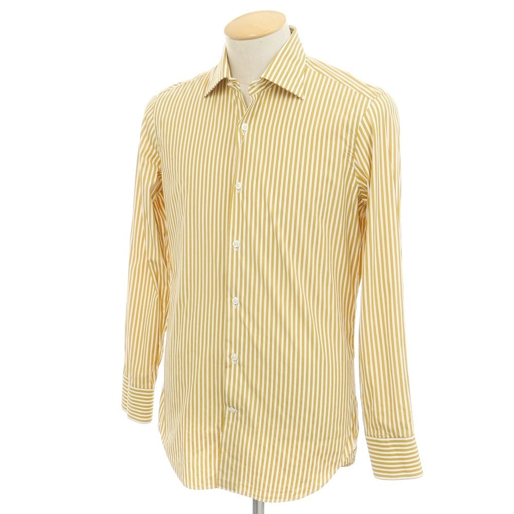 [Used] Maria Santangelo Striped Semi-Wide Collar Dress Shirt Mustard x White [38] [Condition Rank B] [Men&