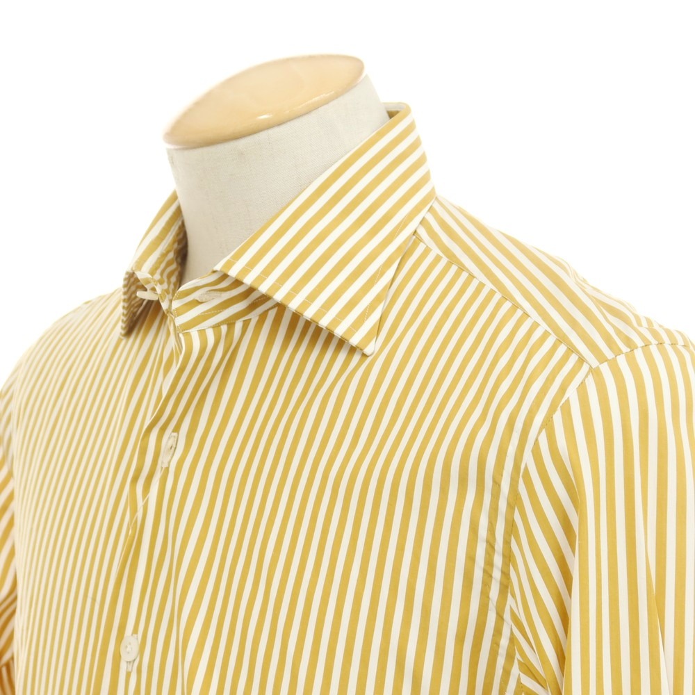 [Used] Maria Santangelo Striped Semi-Wide Collar Dress Shirt Mustard x White [38] [Condition Rank B] [Men&