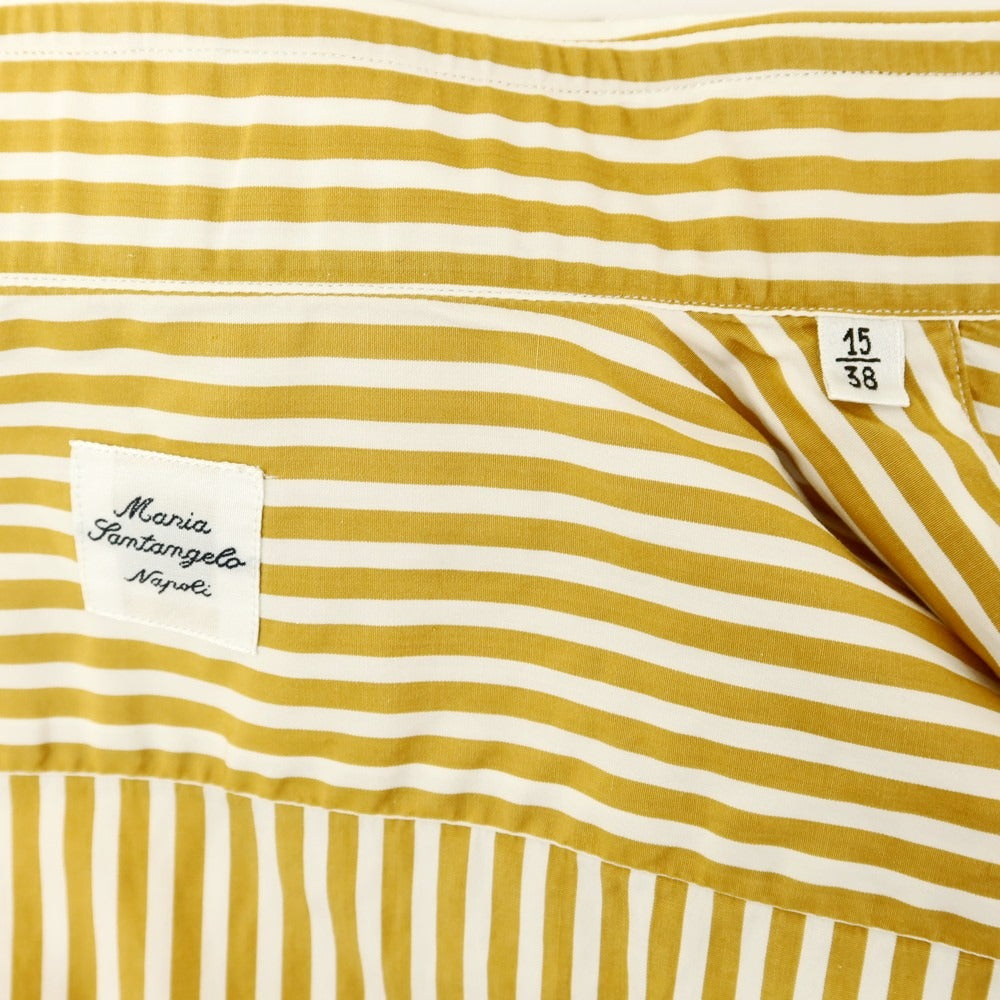 [Used] Maria Santangelo Striped Semi-Wide Collar Dress Shirt Mustard x White [38] [Condition Rank B] [Men&