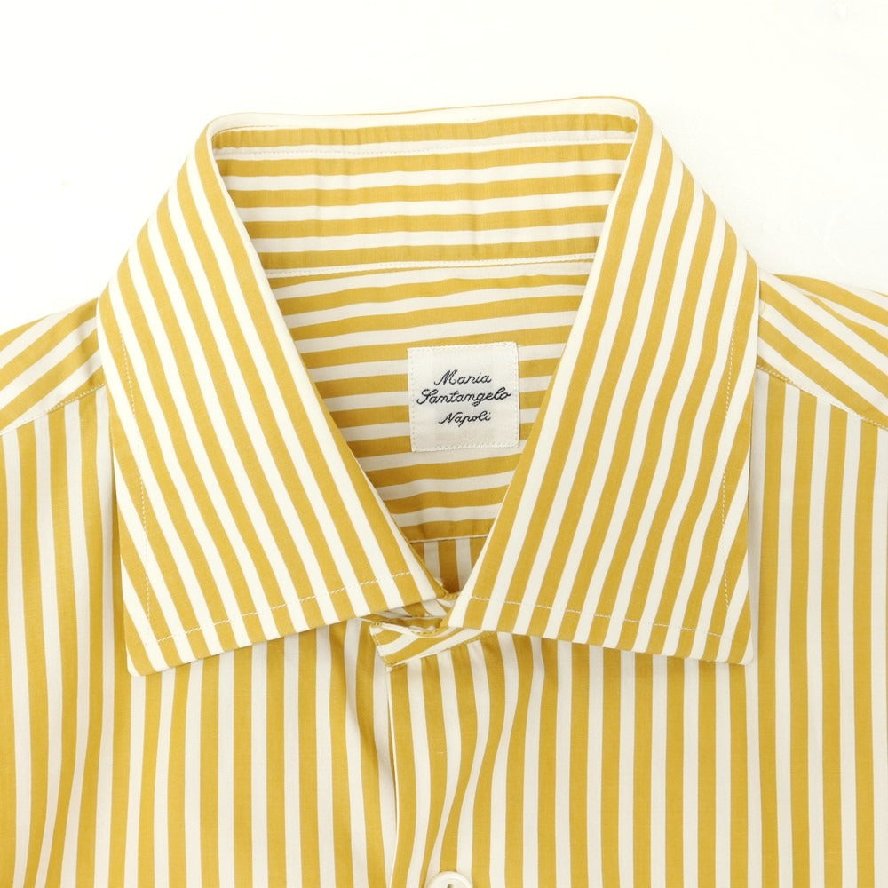 [Used] Maria Santangelo Striped Semi-Wide Collar Dress Shirt Mustard x White [38] [Condition Rank B] [Men&