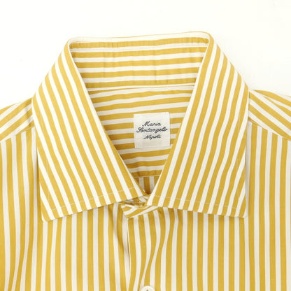 [Used] Maria Santangelo Striped Semi-Wide Collar Dress Shirt Mustard x White [38] [Condition Rank B] [Men&